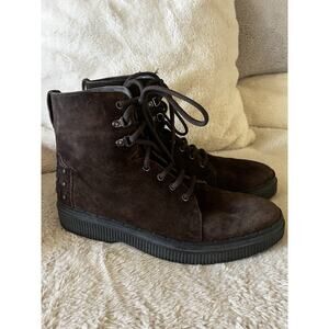 Tod’s Stivaletto Gomma $1,125 Brown Suede Lace Up Ankle Boots Mens US 10.5 EUC